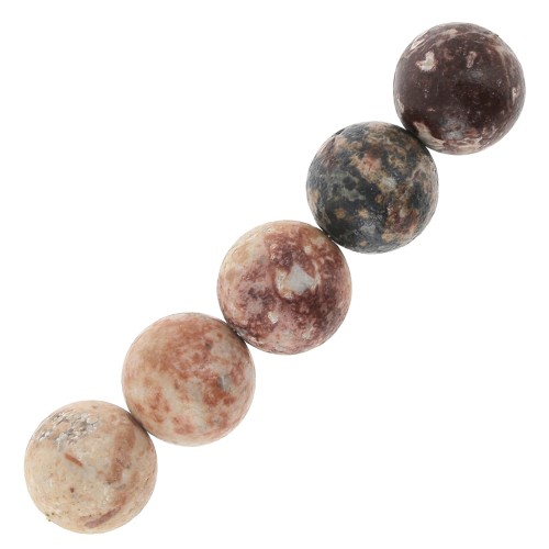 Perles rondes en pierre gemme 10 mm - Jaspe Leopard x5