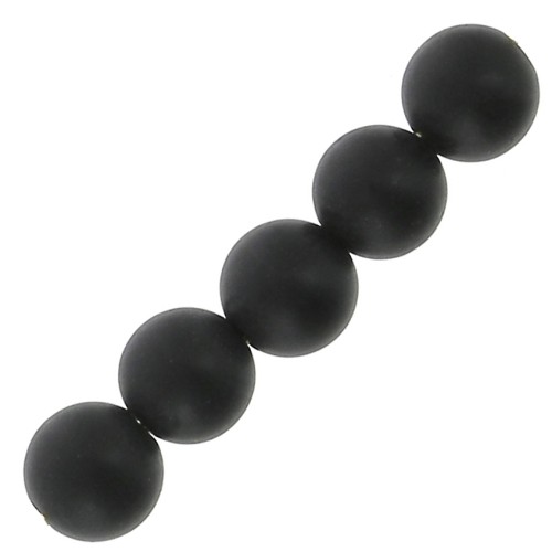 Perles rondes 4 mm en pierre gemme - Agate noire Mat x20