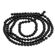 Perles rondes 2 mm en pierre gemme - Agate noire Mat x36cm