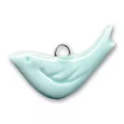 Breloque oiseau en céramique 15x30 mm Bleu