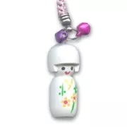 Poupée Kokeshi en bois décoré 40 mm Blanc x1