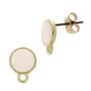 Clous d'oreilles rond en résine époxy  11.5x9 mm Doré à l'or fin - Nude x2|raw }}