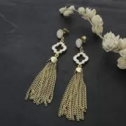 Clous d'oreilles rond en résine époxy  11.5x9 mm Doré à l'or fin - Nude x2