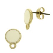 Clous d'oreilles rond en résine époxy 11.5x9 mm Doré à l'or fin -Pastel Yellow x2