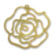 Pendentif léger rose 32 mm doré x1