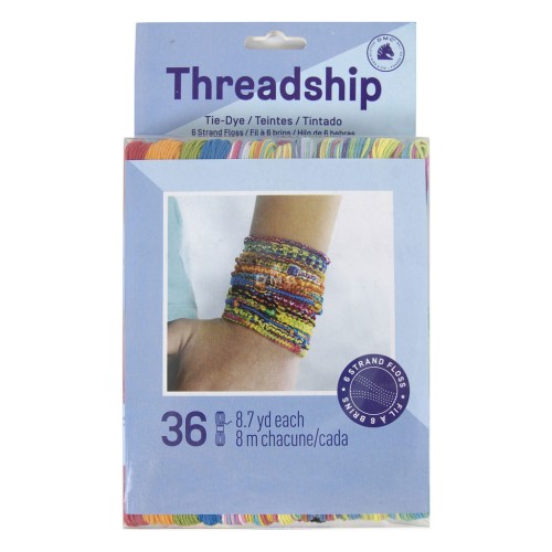Assortiment 36 échevettes 6 brins pour bracelet brésilien & broderie - Tie-Dye x1