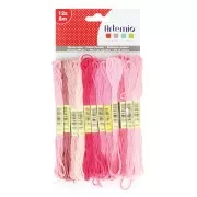 Assortiment 12 échevettes pour bracelet brésilien & broderie - Rose x1