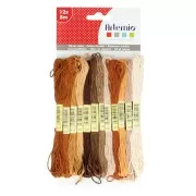 Assortiment 12 échevettes pour bracelet brésilien & broderie - Marron x1