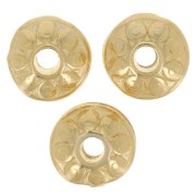 Perles rondes aplaties en zamac - ethnique - 7 mm - Doré à l'or fin x4|raw }}