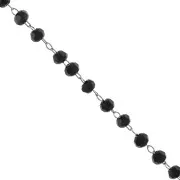 Chaîne avec perles facettées en verre 3 mm en Acier inoxydable 304 - Noir x1m