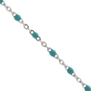 Chaîne avec perles en résine époxy 2 mm - Acier inoxydable 304 - Turquoise x1m|raw }}