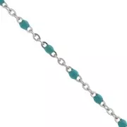 Chaîne avec perles en résine époxy 2 mm - Acier inoxydable 304 - Turquoise x1m