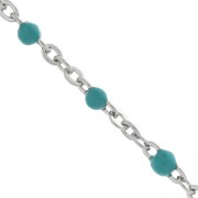 Chaîne avec perles en résine époxy 2 mm - Acier inoxydable 304 - Turquoise x1m