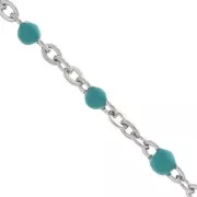 Chaîne avec perles en résine époxy 2 mm - Acier inoxydable 304 - Turquoise x1m