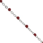 Chaîne avec perles en résine époxy 2 mm - Acier inoxydable 304 - Rouge x1m