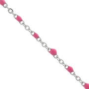 Chaîne avec perles en résine époxy 2 mm - Acier inoxydable 304 - Rose x1m|raw }}