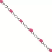 Chaîne avec perles en résine époxy 2 mm - Acier inoxydable 304 - Rose x1m