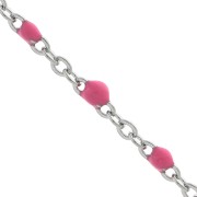 Chaîne avec perles en résine époxy 2 mm - Acier inoxydable 304 - Rose x1m