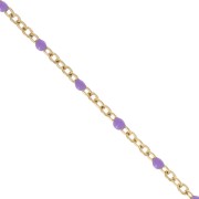 Chaîne avec perles en résine époxy 2 mm - Acier inoxydable 304 Doré - Violet x1m