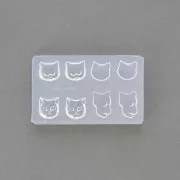 Moule silicone pour résine motif Mini tête de chat 52x32.5x6 mm x1