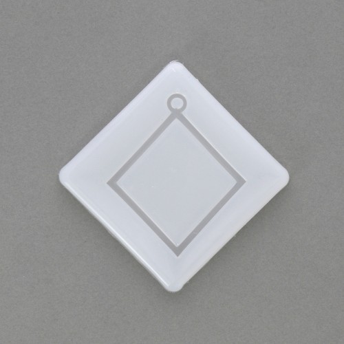 Moule silicone losange évidé pour réaliser des pendentifs en résine 56x48 mm x1