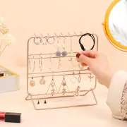 Porte bijoux - présentoir à bijoux 20x21 cm en métal - Doré rose x1