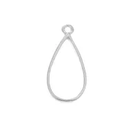 Pendentif goutte pour résine UV et pâte polymère 30x14.5 mm - Placage argent finx1