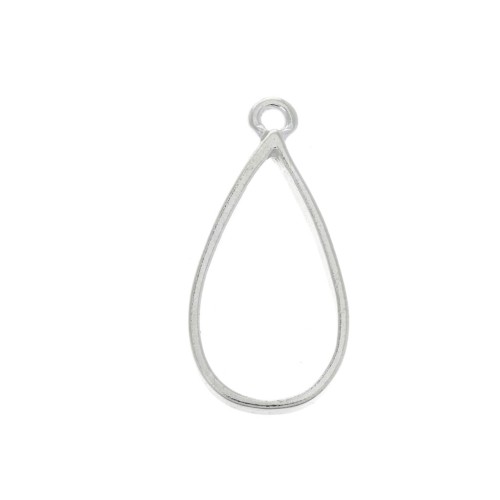 Pendentif goutte pour résine UV et pâte polymère 30x14.5 mm - Placage argent finx1