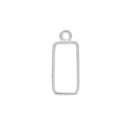 Pendentif rectangle pour résine UV et pâte polymère 25x10 mm -Placage argent finx1|raw }}