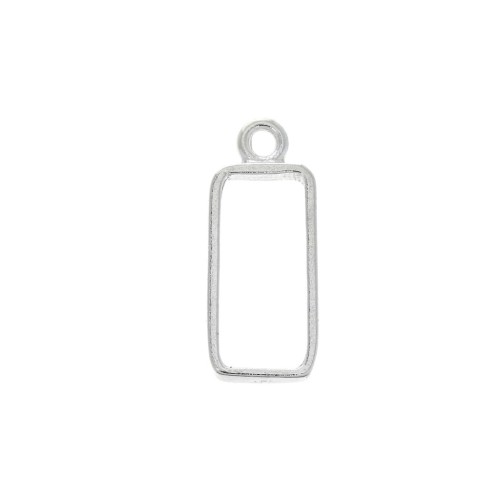 Pendentif rectangle pour résine UV et pâte polymère 25x10 mm -Placage argent finx1
