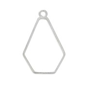 Pendentif hexagone pour résine UV et pâte polymère 35x22.5 mm-Placage argent finx1