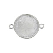 Intercalaire serti rond pour cabochon fond plat 20 mm - Placage argent fin|raw }}