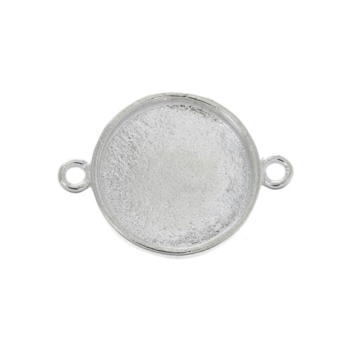 Intercalaire serti rond pour cabochon fond plat 20 mm - Placage argent fin