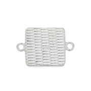 Intercalaire serti carré pour cabochon fond plat 30x20.5mm - Placage argent fin x1