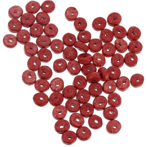 Perles Heishi rondelles en céramique 5.3x2.5 mm - Rouge mat x30