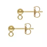 Clous d'oreilles boule 3 mm avec anneau soudé en Gold filled (or laminé)  x20