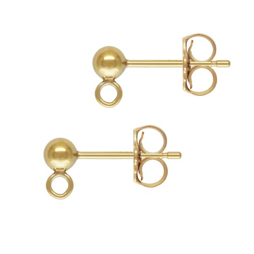 Clous d'oreilles boule 3 mm avec anneau soudé en Gold filled (or laminé)  x20