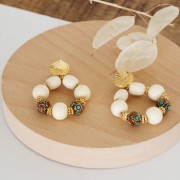 Perle rondelle tibétaine ethnique 9x11 mm Rouge - Turquoise x1