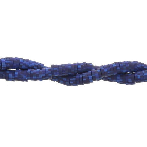 Perles Heishi rondelles  en pâte polymère 5x1 mm Multi Bleu foncé x39 cm