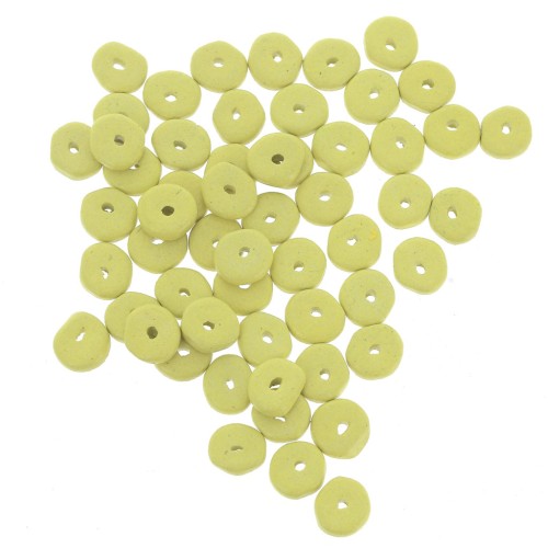Perles Heishi rondelles en céramique 6.5x2.3 mm - Jaune citron mat x30
