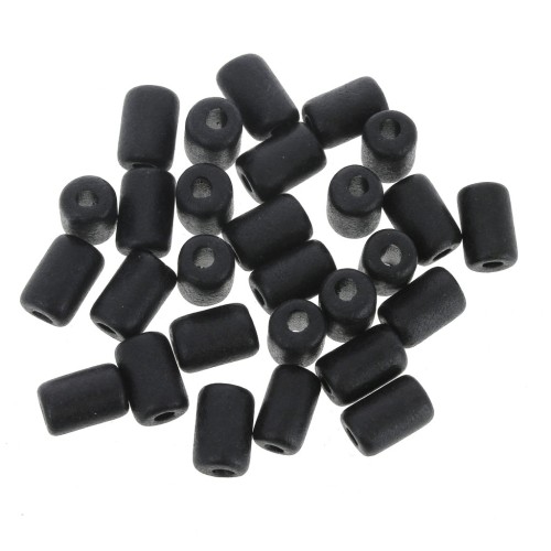 Perles tubes style Heishi en céramique 6.8x10 mm - Noir mat x10