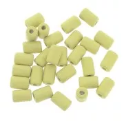 Perles tubes style Heishi en céramique 6.8x10 mm - Jaune citron mat x10