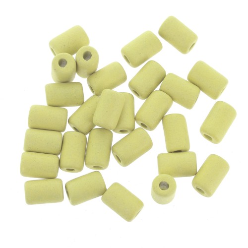 Perles tubes style Heishi en céramique 6.8x10 mm - Jaune citron mat x10