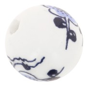 Rondes céramique 12 mm Blanc/Bleu clair x5