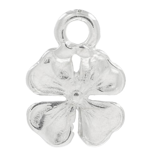 Breloque Trefle 17 mm Rhodié x1