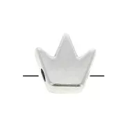 Perle couronne en zamac - 8 mm - Placage Argent fin vieilli x1