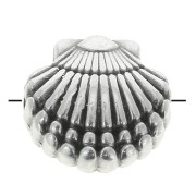Perle coquillage en zamac - 11.5 mm - Placage Argent fin vieilli x1