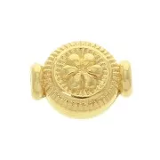 Perle ronde travaillée motif fleur en zamac 10x8 mm - Doré à l'or fin x1