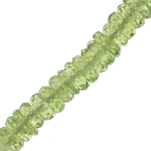 Perles Heishi rondelles facettées - en pierre gemme 5x2 mm - Peridot x20