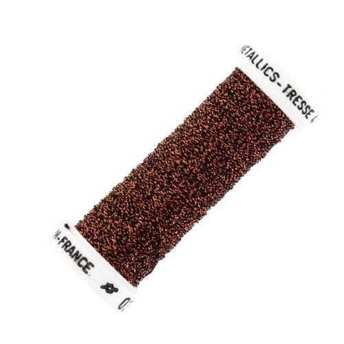 Fil à broder métallisé tressé 4 Au ver à soie pour broderie Noir Cuivré (020) x10m